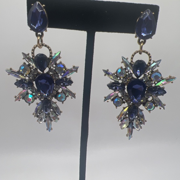 Navy & Iridescent Stone Earrings - Picture 5 of 5